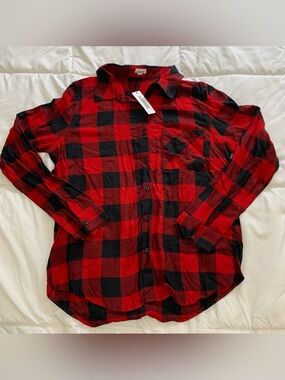 New Garage Plaid Botton Sleep Shirt Size Small